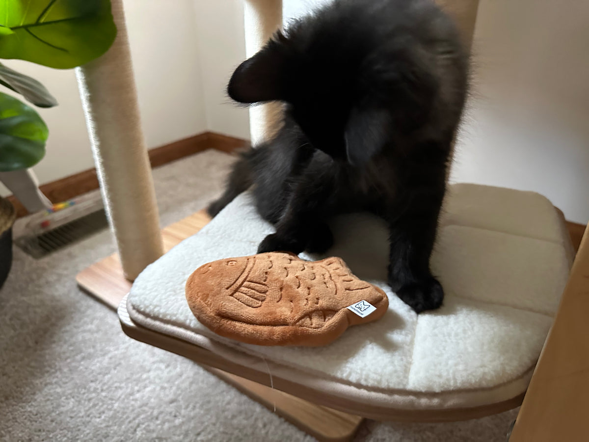 Taiyaki Samanco Cat Toy – Refillable, Washable, USDA Organic Catnip Delight!